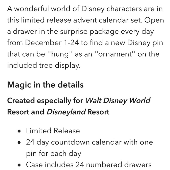 World of Disney Holiday Countdown Calendar Pin Set 2020 Limited Release NEW - Picture 8 of 8